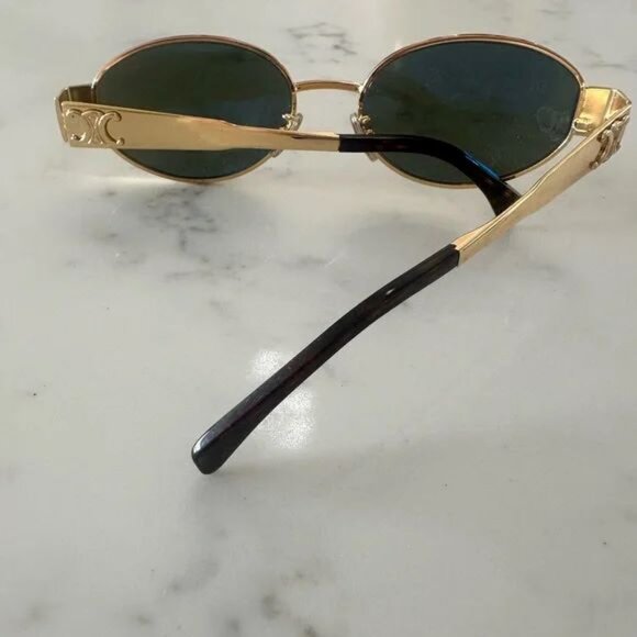 Celine Triomphe Sunglasses CL40235U Gold Frame Green Lenses - Picture 2 of 6